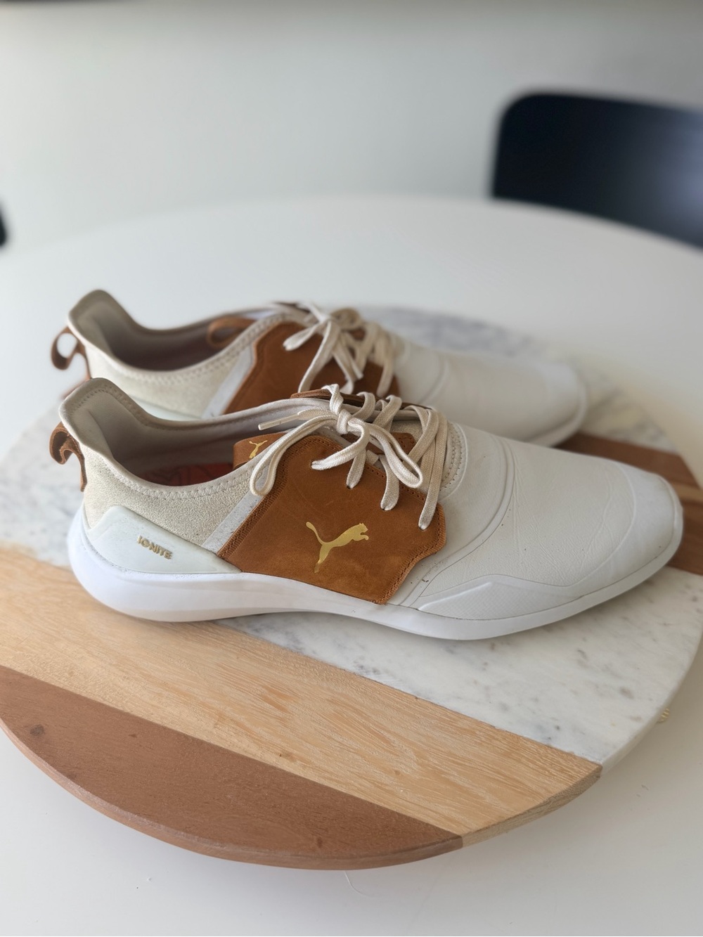 Puma Ignite Men’s White and Brown Golf Shoes